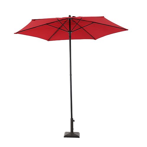 Hampton Bay 7.5 ft. Steel Push-Up Market Patio Umbrella in Red