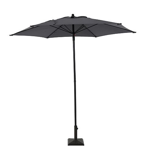 7.5 ft. Steel Push-Up Market Patio Umbrella in Grey