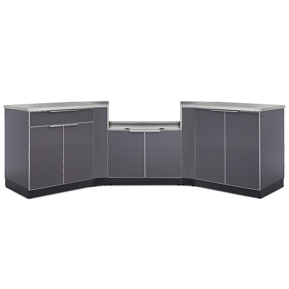 Newage Products 5 Piece Aluminum Slate Outdoor Kitchen Cabinets With Bbq Cabinet And Cover The Home Depot Canada