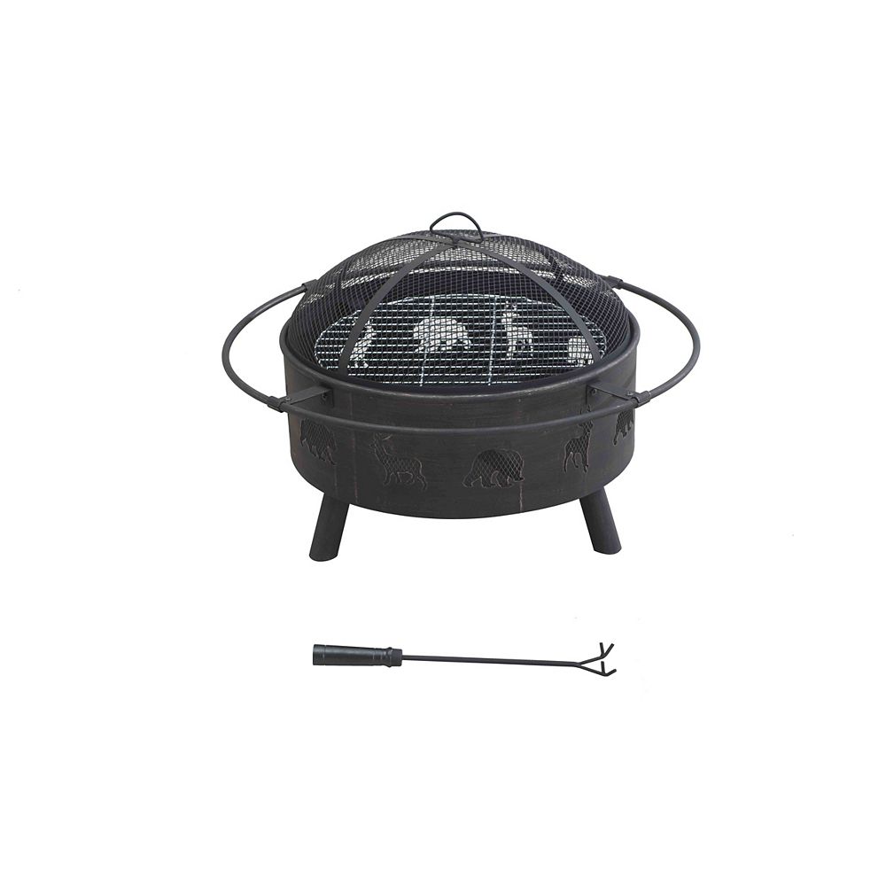 Hampton Bay Canadiana Black Steel Outdoor Fire Pit The Home Depot Canada