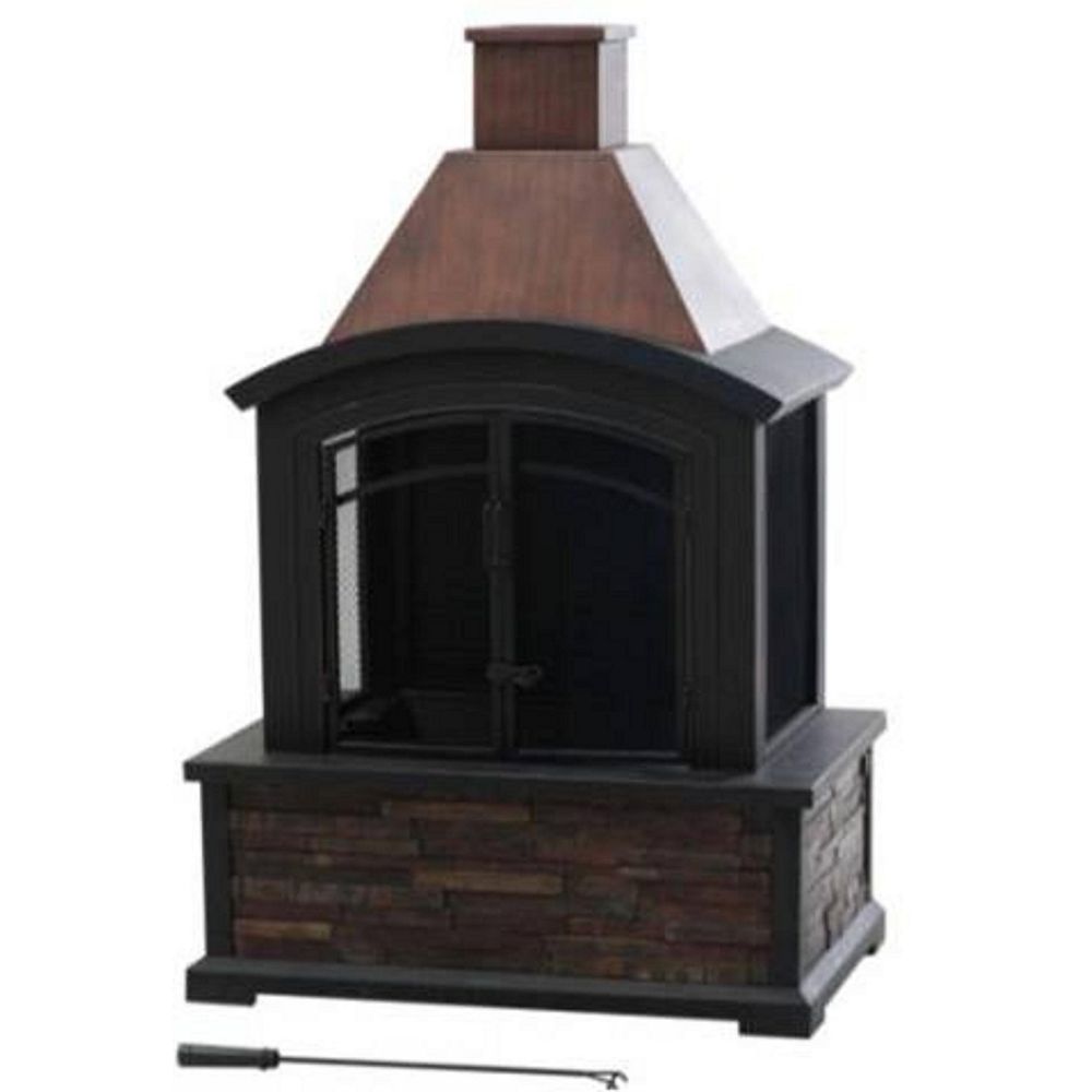Hampton Bay Outdoor Fireplace In Slate, Outdoor Propane Fireplaces Canada