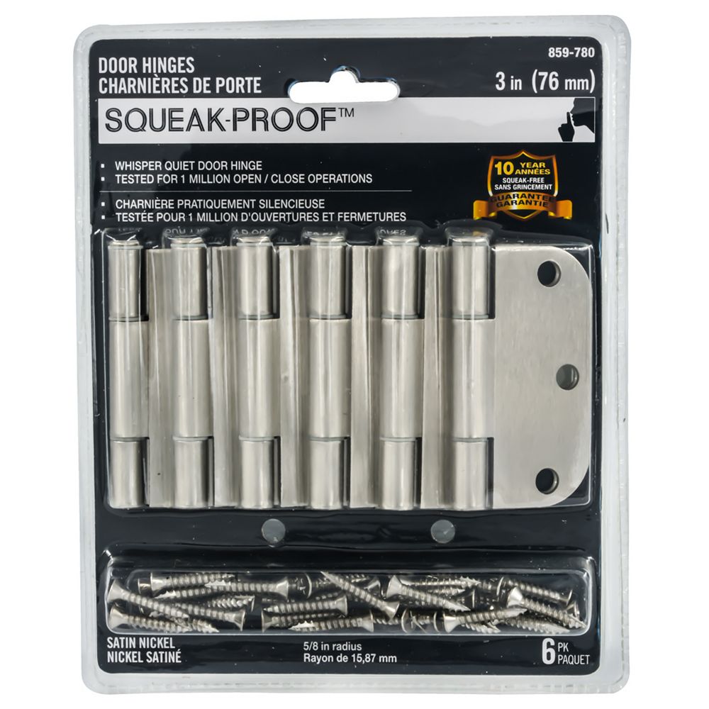 SQUEAK PROOF SqueakProof 3in with 5/8in Radius SatinNickel Door