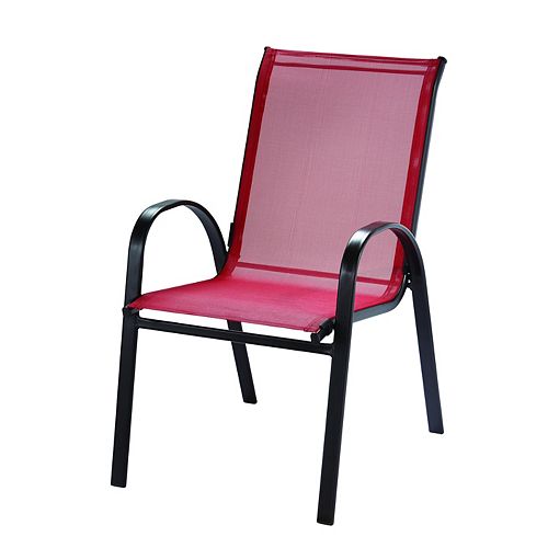 Steel Patio Sling Stacking Chair in Red