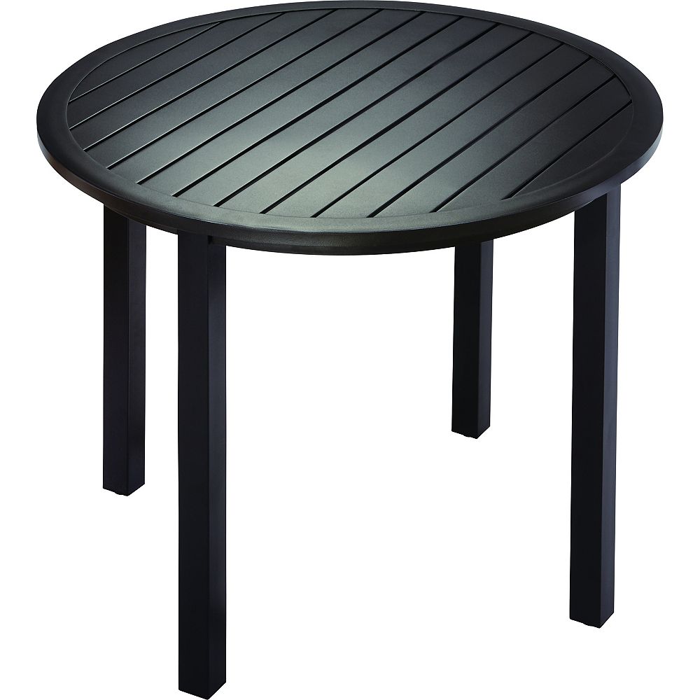 Round Patio Dining Table With Slat Top, 36 Inch Dining Table
