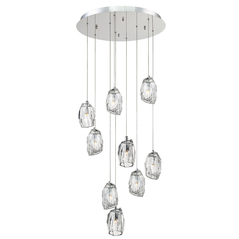 Eurofase Diffi Collection, 9-Light Chrome Chandelier | The Home Depot ...