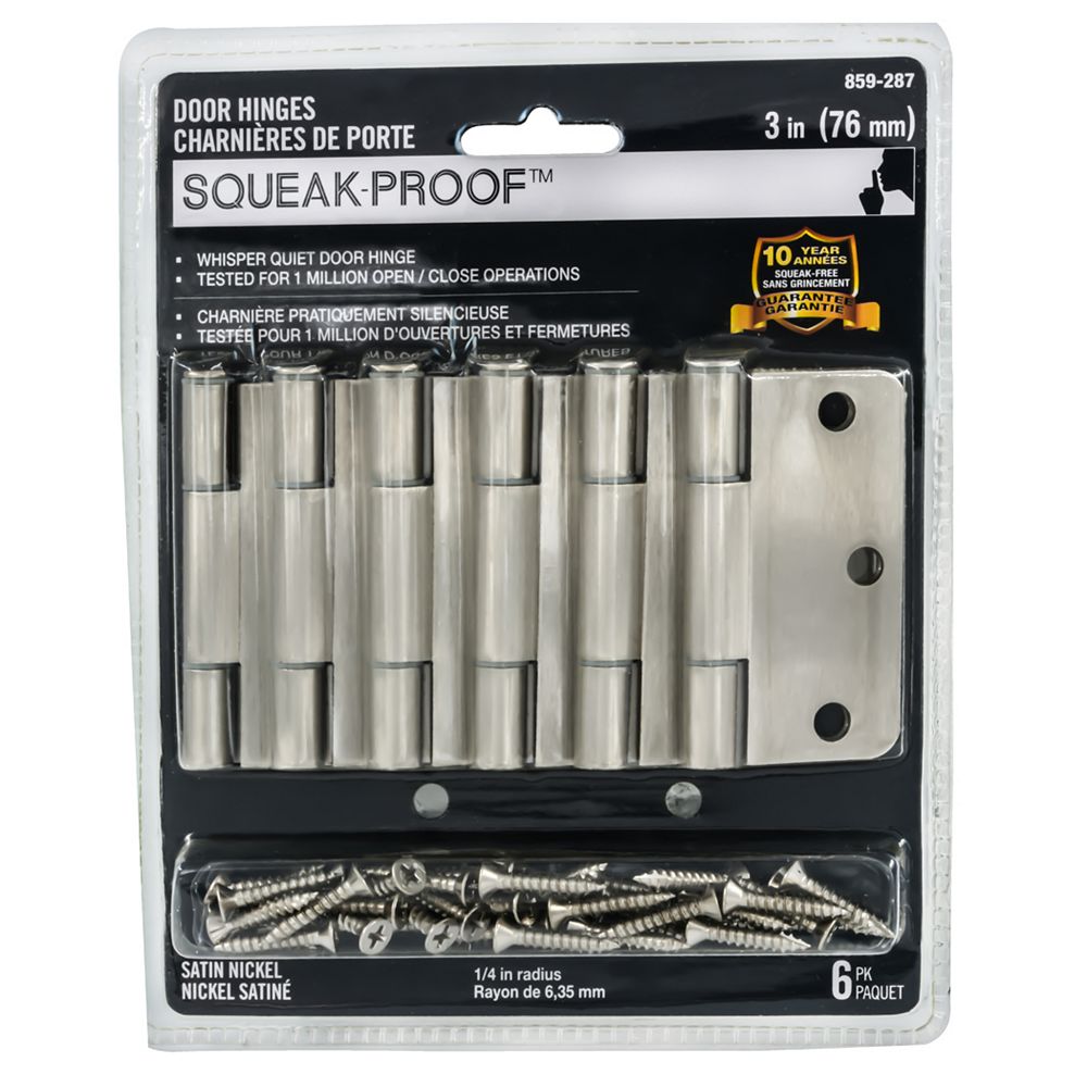 SQUEAK PROOF SqueakProof 3in with 1/4in Radius SatinNickel Door