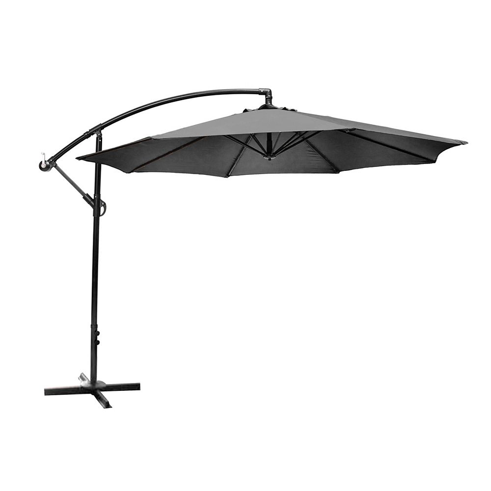 Hampton Bay 10 Ft Offset Patio Umbrella With X Base In Graphite The Home Depot Canada