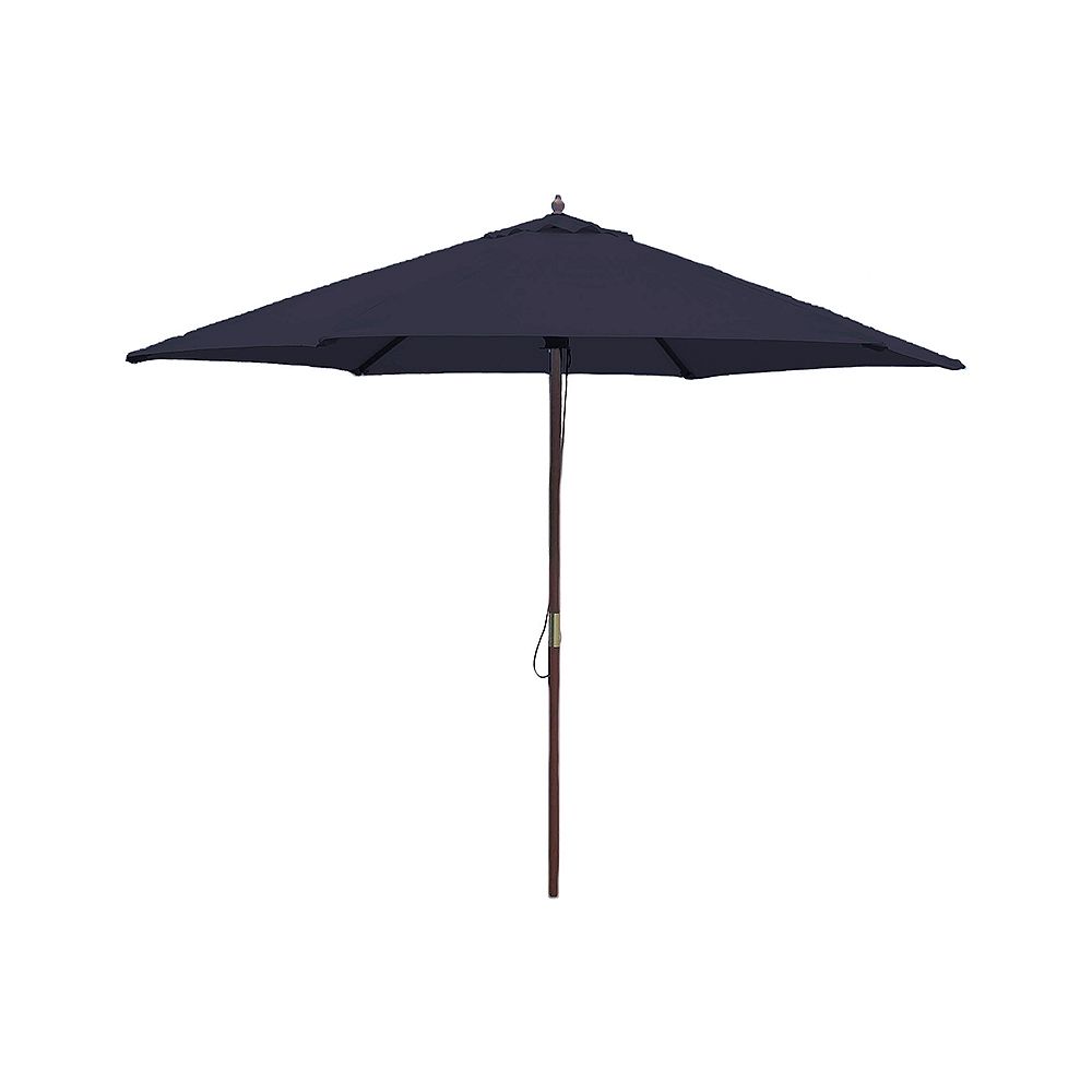 Hampton Bay 9 ft. Wooden Market Patio Umbrella in Navy ... on {keyword}