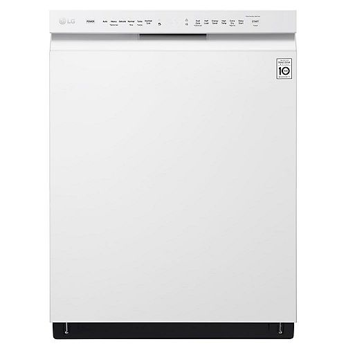 Front Control Dishwasher with QuadWash in White with Stainless Steel Tub, 48 dBA