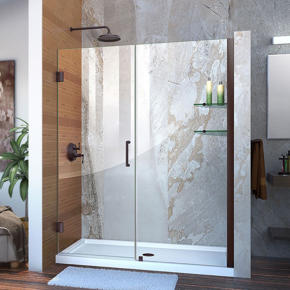 DreamLine Unidoor 57inch to 58inch x 72inch Frameless Hinged Pivot