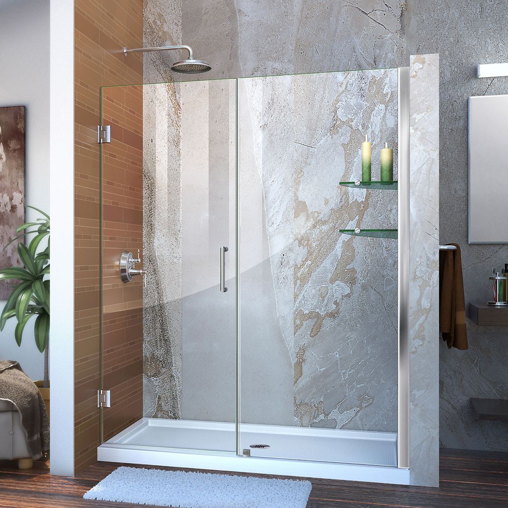 DreamLine Unidoor 58 To 59-inch X 72-inch Frameless Hinged Pivot Shower ...