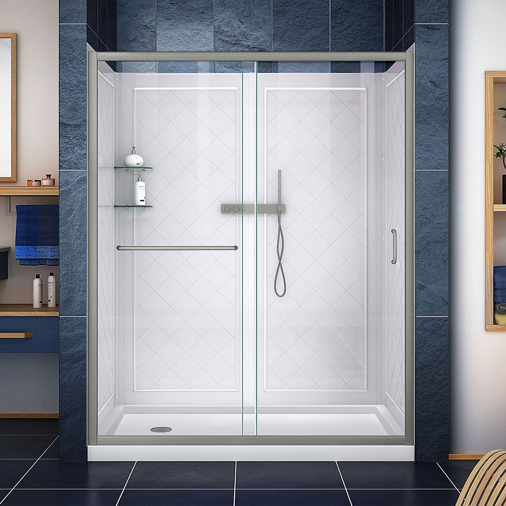 Dreamline Infinity Z 30 Inch X 60 Inch X 76 75 Inch Framed Sliding Shower Door In Brushed