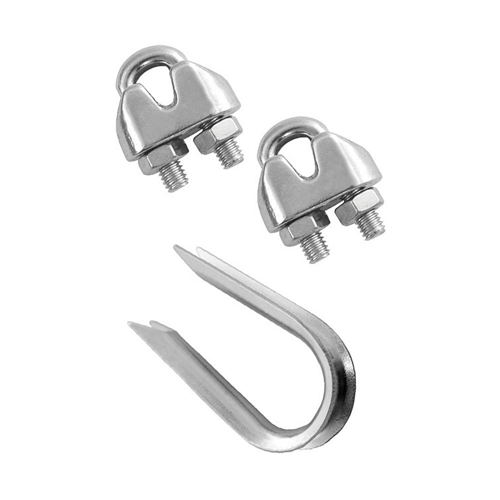 Everbilt 1/4 inch ZincPlated Wire Rope Clip & Thimble Set 3Piece