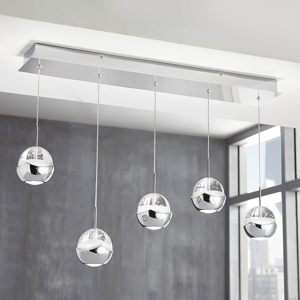 Home Decorators Collection 5 Light Chrome Integrated Led Pendant Light Fixture With Clear The Home Depot Canada