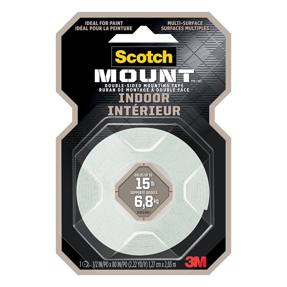 Scotch ScotchMount Indoor DoubleSided Mounting Tape 110HDCEF, 0.5 in x 80 in (1.27 cm