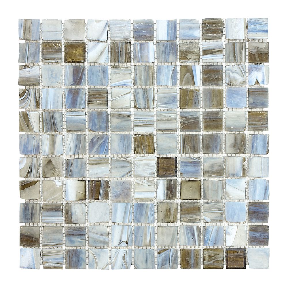 Enigma 1inch x 1inch Glass Mosaic Tile in Smoked Oyster The Home Depot Canada