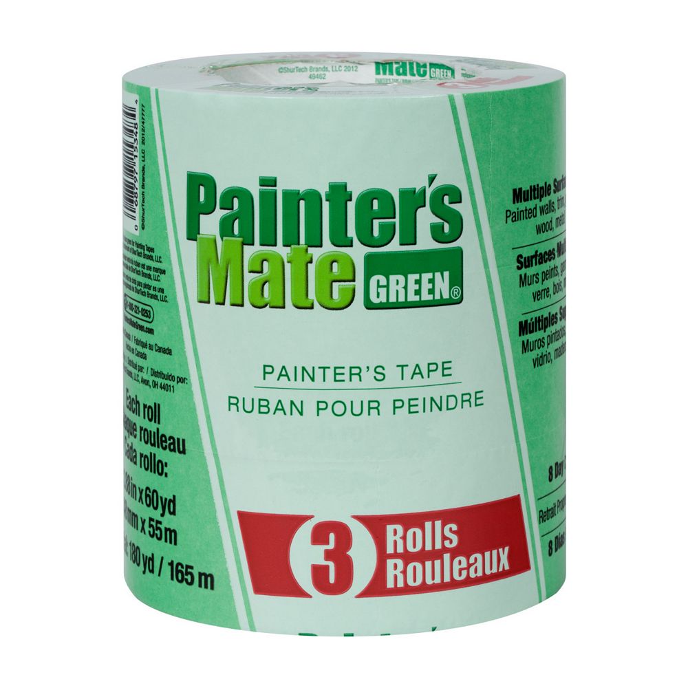 Painter's Mate Green Painter's Tape, 1.88 inch x 60 yds., Green (3Pack