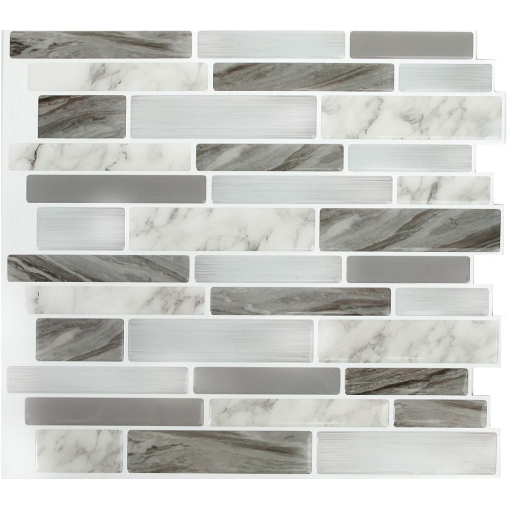 Stick It Tiles Marble Grey Obl Peel And Stick It 1125x10 8 Pack The Home Depot Canada