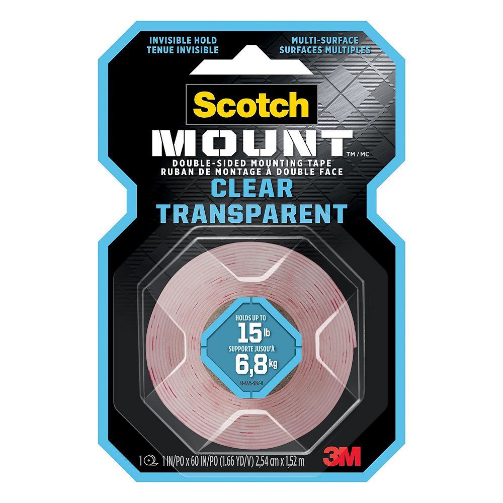 Scotch Scotch Mount Double Sided Mounting Tape 410h Dc Ef Clear 1 In X 60 In 2 54 Cm X The Home Depot Canada