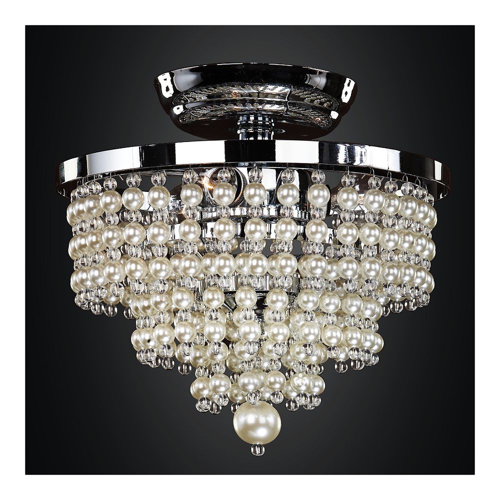 Glow Lighting 10 Inch Faux Pearl Bead Flush Mount Cava 639 | The Home ...