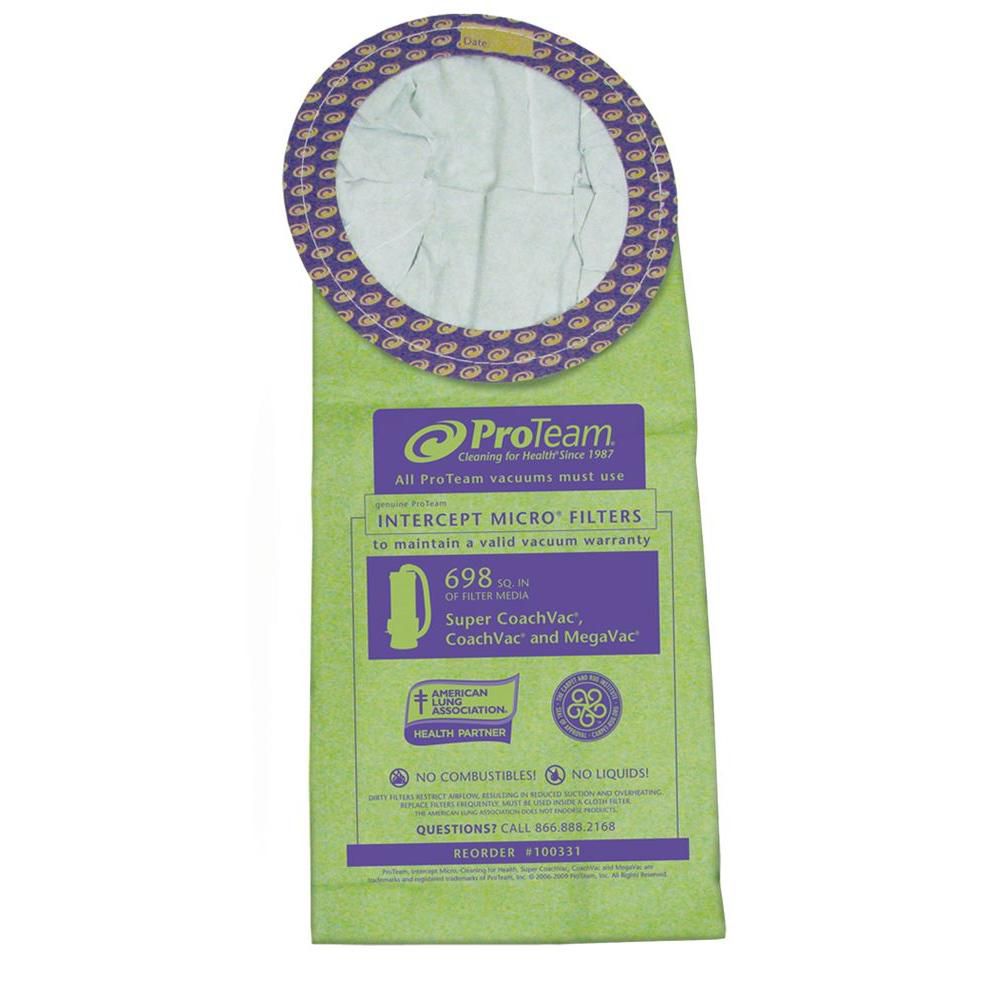 ProTeam® Intercept Micro Filter Bags, Open Collar, 6qt Capacity