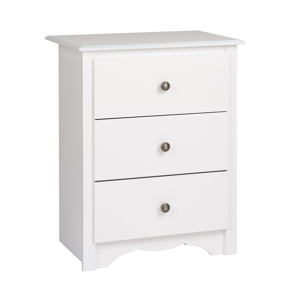 Prepac Monterey 23 Inch X 29 Inch X 40 Inch 3 Drawer Nightstand In White The Home Depot Canada