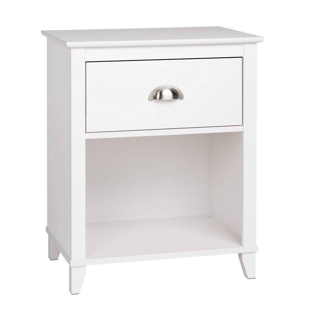 Prepac Yaletown 23 Inch X 28 Inch X 16 Inch 1 Drawer Nightstand In White The Home Depot Canada