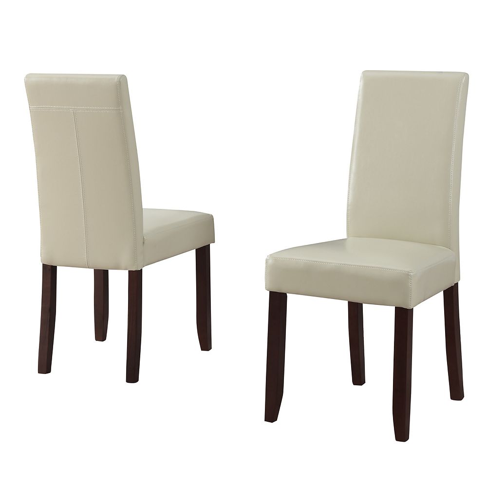 Simpli Home Acadian Solid Wood Brown Parson Armless Dining Chair with ...