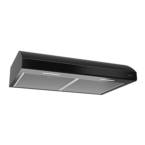 30-inch Under Cabinet Range Hood, 375 CFM with LED Light & Ductless Option (Charcoal Filter Sold Separately) in Black