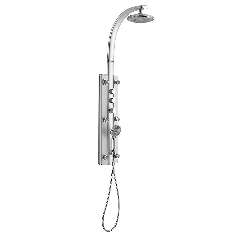 DreamLine 55.5inch Rainfall 6Jet Shower Panel System in Satin The Home Depot Canada