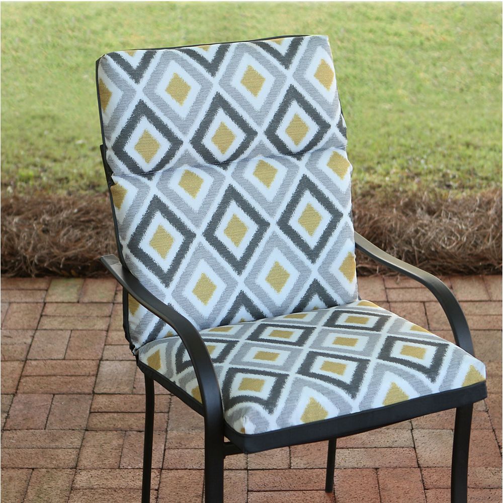 Hampton Bay 21 Inch W X 20 D 24 H Highback Patio Cushion In Hall Ikat The Home Depot Canada 24 Inch H Highback Patio Cushion, Looking For Patio Furniture Cushions Canada