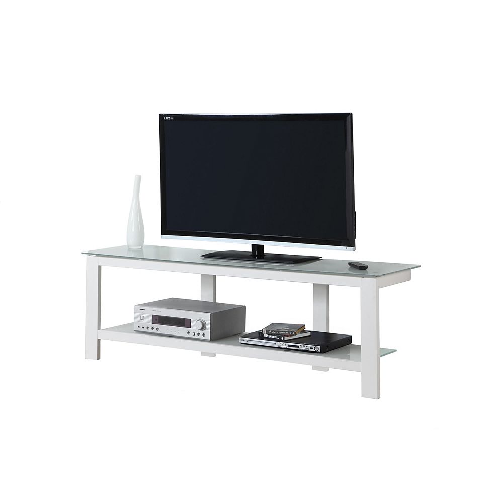 Monarch Specialties Tv Stand - 60 Inch L / White Metal With Frosted ...