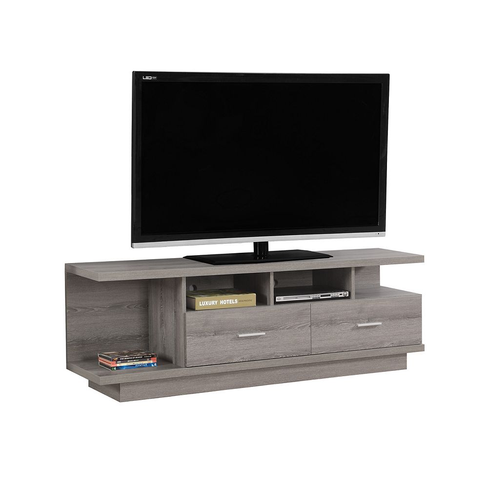 Monarch Specialties Tv Stand 60 Inch L Dark Taupe The Home Depot Canada