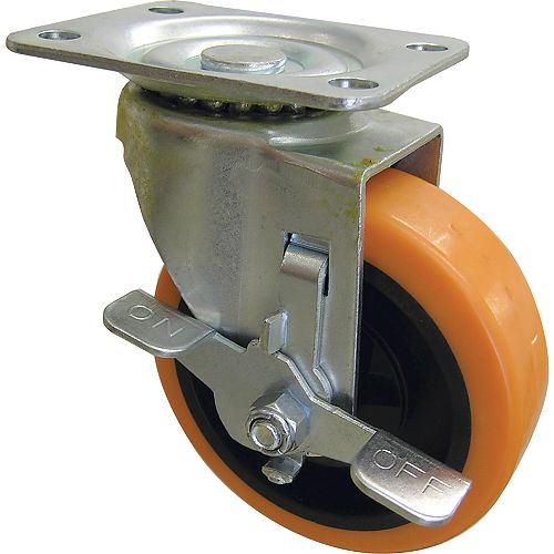 3-inch Orange TPU Swivel Caster with 225 lbs. Load Rating and Brake