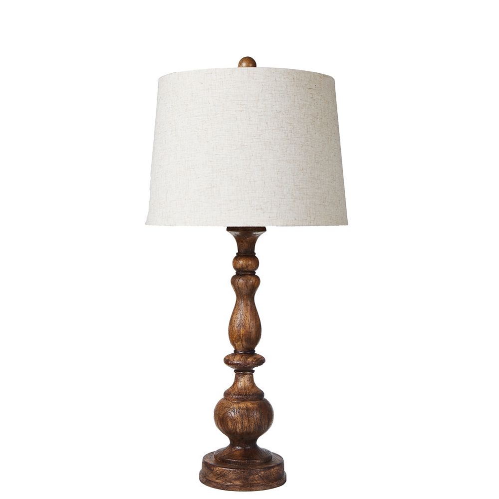 Table Lamp In Antique Walnut Wood, Home Depot Table Lamps For Living Room