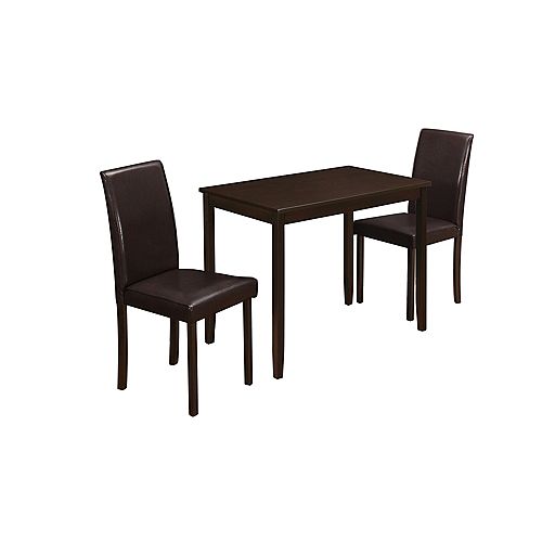 Dining Set - 3-Pieces Set / Cappuccino / Brown Parson Chairs