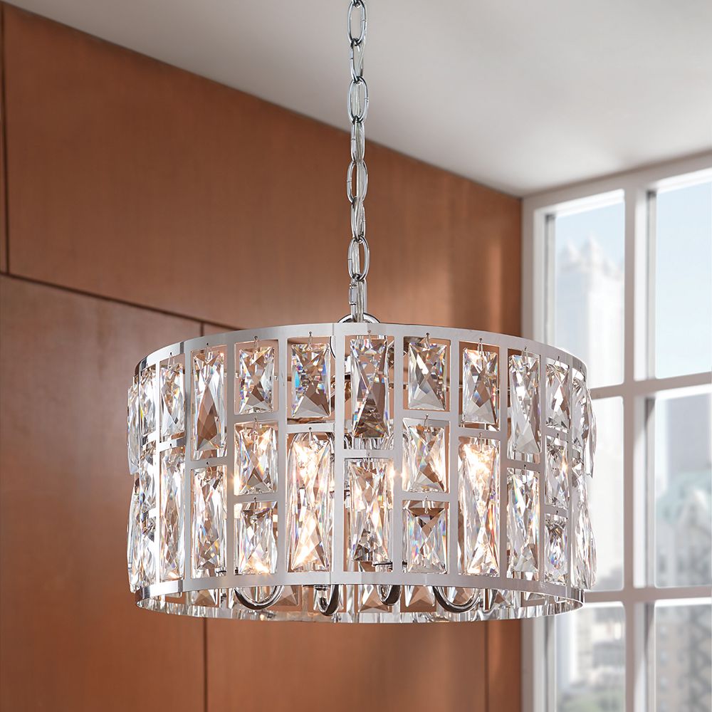 Home Decorators Collection Kristella 4 Light Chrome Chandelier With Crystal Accented Shade The Depot Canada Kristella 4 Light Chrome Chandelier, Home Depot Chandelier Glass Lamp Shades