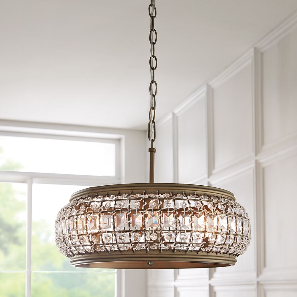 wallpapers Kitchen Lighting Home Depot Canada goldbach 4 light brass island pendant with crystal accented shade