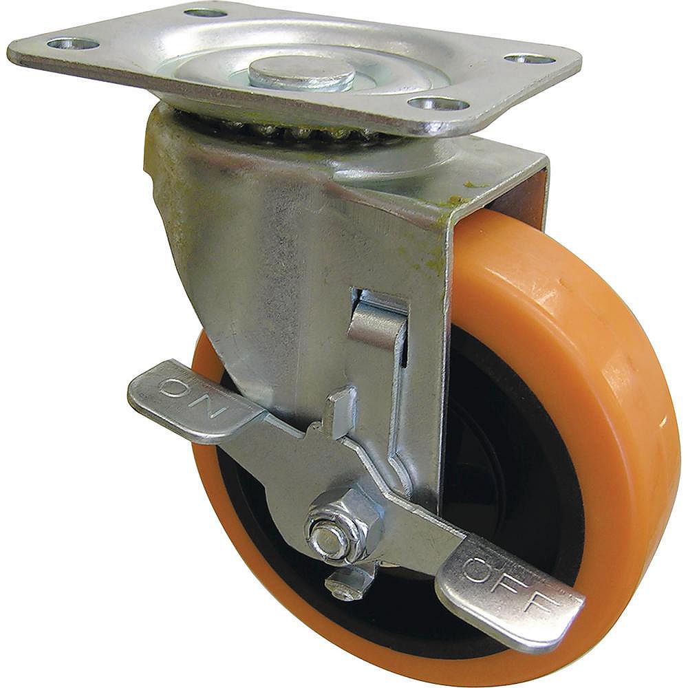 Everbilt 4inch Orange TPU Swivel Caster with 300 lbs. Load Rating and Brake The Home Depot Canada