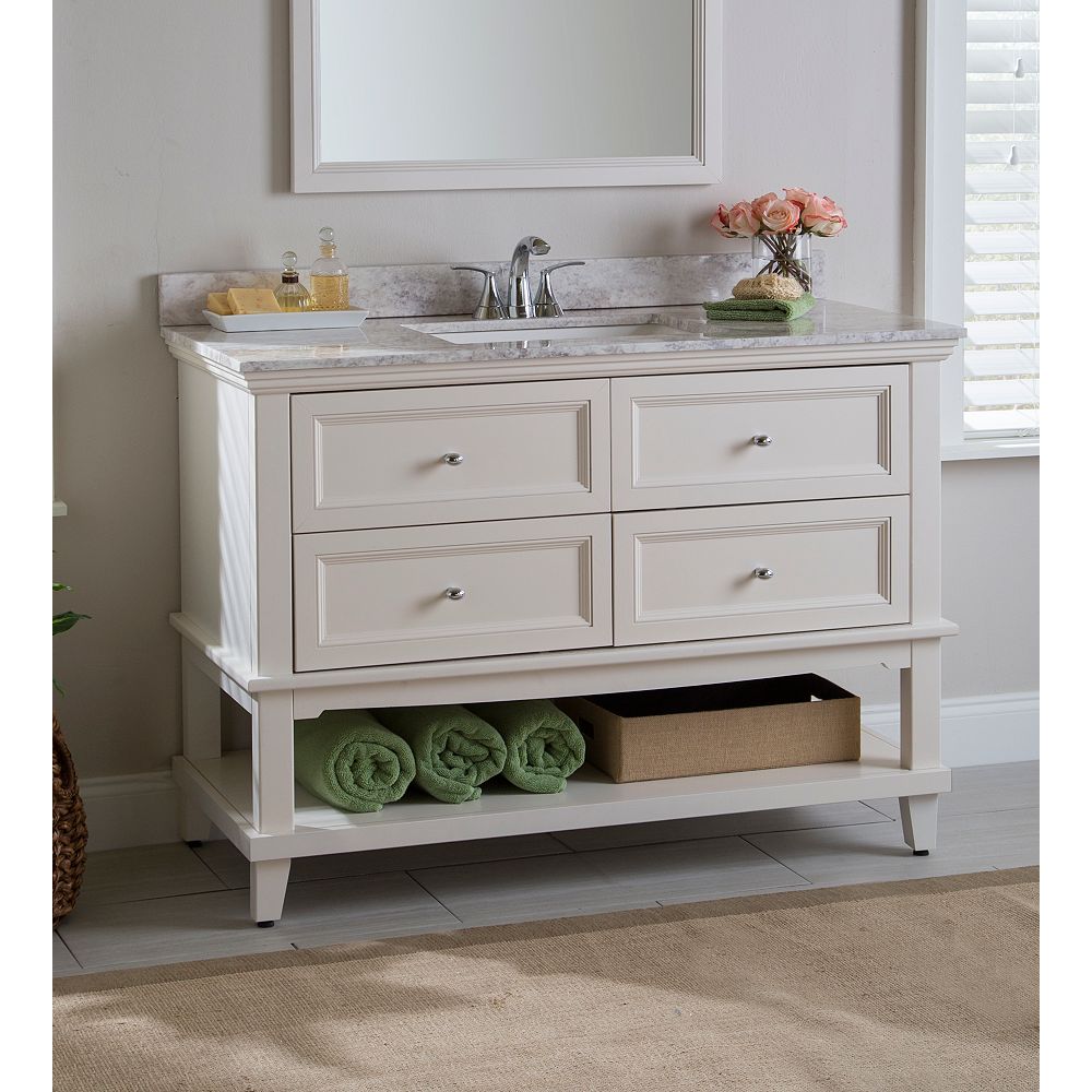 Home Decorators Collection Teasian 49 Inch W X 22 Inch D X 34 75 Inch H Vanity In Cream Wi The Home Depot Canada
