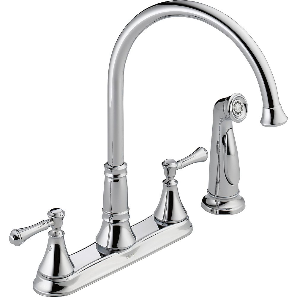 Delta Cassidy Two Handle Kitchen Faucet With Spray In Chrome The Home Depot Canada