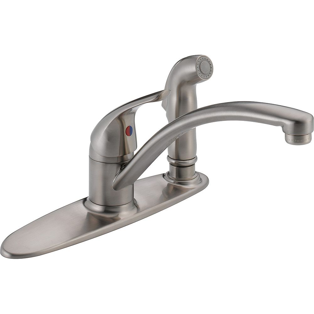 Delta Single Handle Kitchen Faucet With Spray Stainless Steel The Home Depot Canada