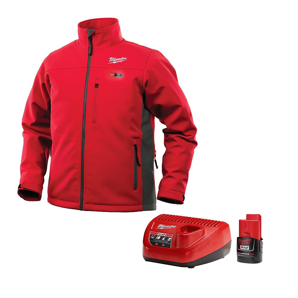 Milwaukee Tool M12 Heated Jacket Kit - Red/Gray - Large | The Home ...