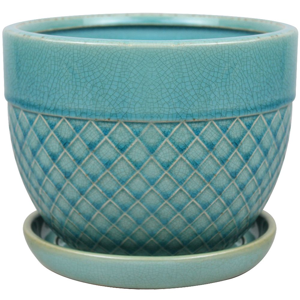 Trendspot 6 inch Acorn Bell Ceramic Planter, Blue The Home Depot Canada