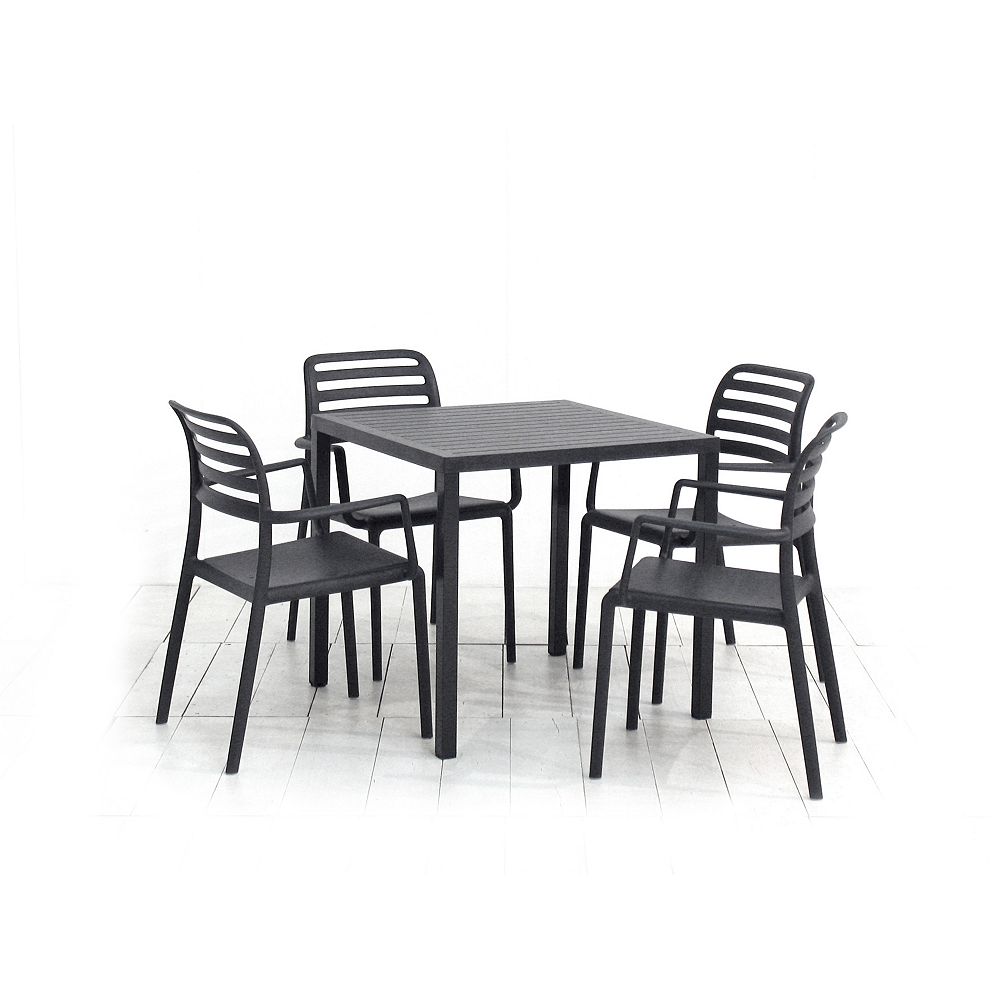 Nardi Cube 31.5 x 31.5inch Patio Dining Table with 4 Costa Armchairs