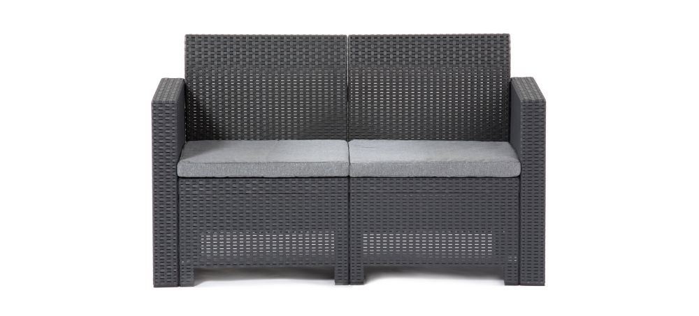 B:rattan BICA Nebraska Two Seater Patio Loveseat In Anthracite With ...