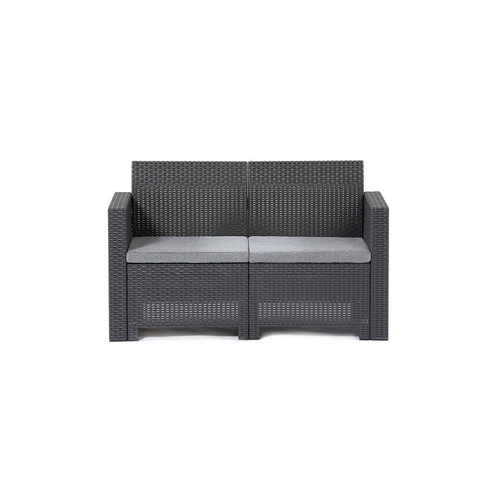 brattan BICA Nebraska Two Seater Patio Loveseat in Anthracite with Grey Seat Cushions The