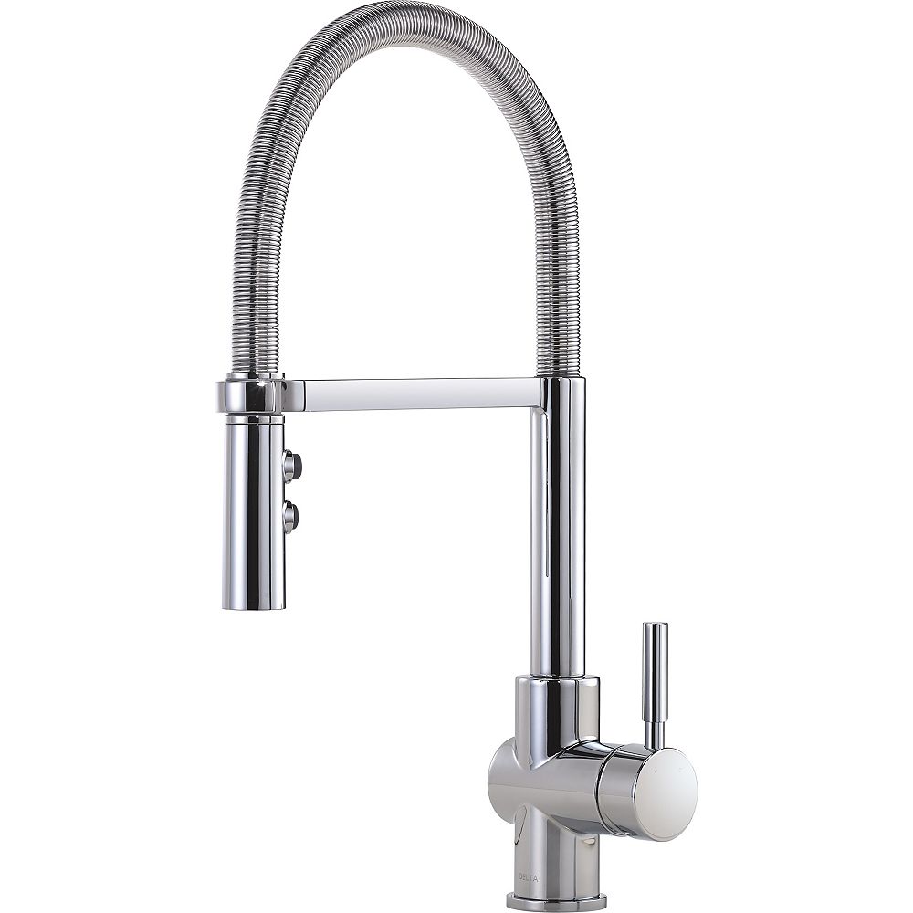 Delta Struct Single Handle Pull Down Kitchen Faucet With Spring Spout In Chrome The Home Depot Canada