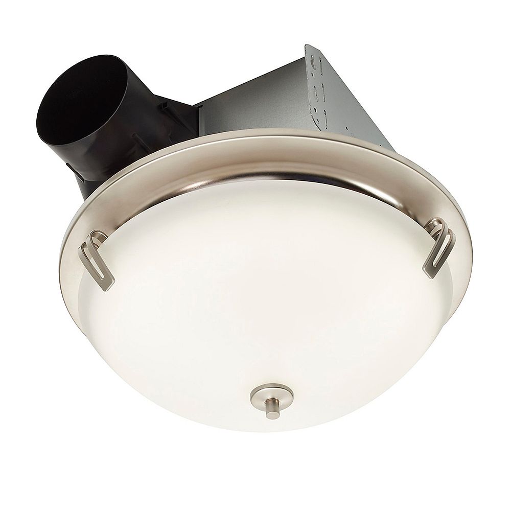 Broan Nutone Invent Decorative Satin Nickel 100 Cfm Ceiling Exhaust Fan With Light And Whi The Home Depot Canada