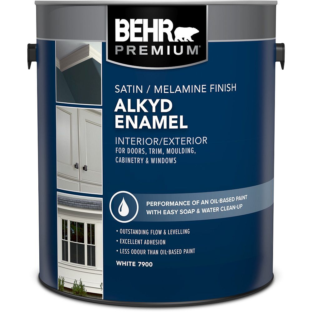BEHR Interior/Exterior Alkyd Satin Enamel, Melamine Finish Paint